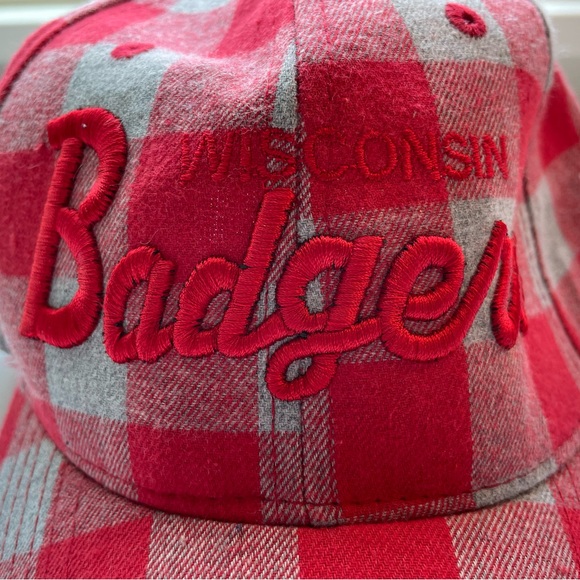 Wisconsin Badger red plaid embroidered hat. - Picture 1 of 6